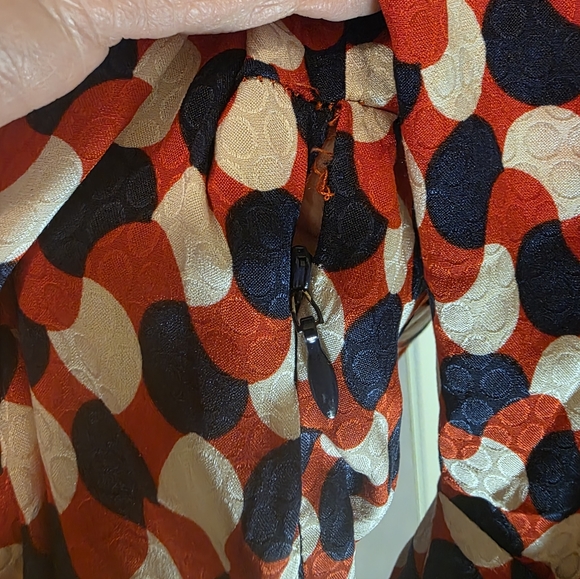 Milly Of New York Red Navy & White Geometric Faux-Wrap Dress Size 2 - Picture 4 of 8